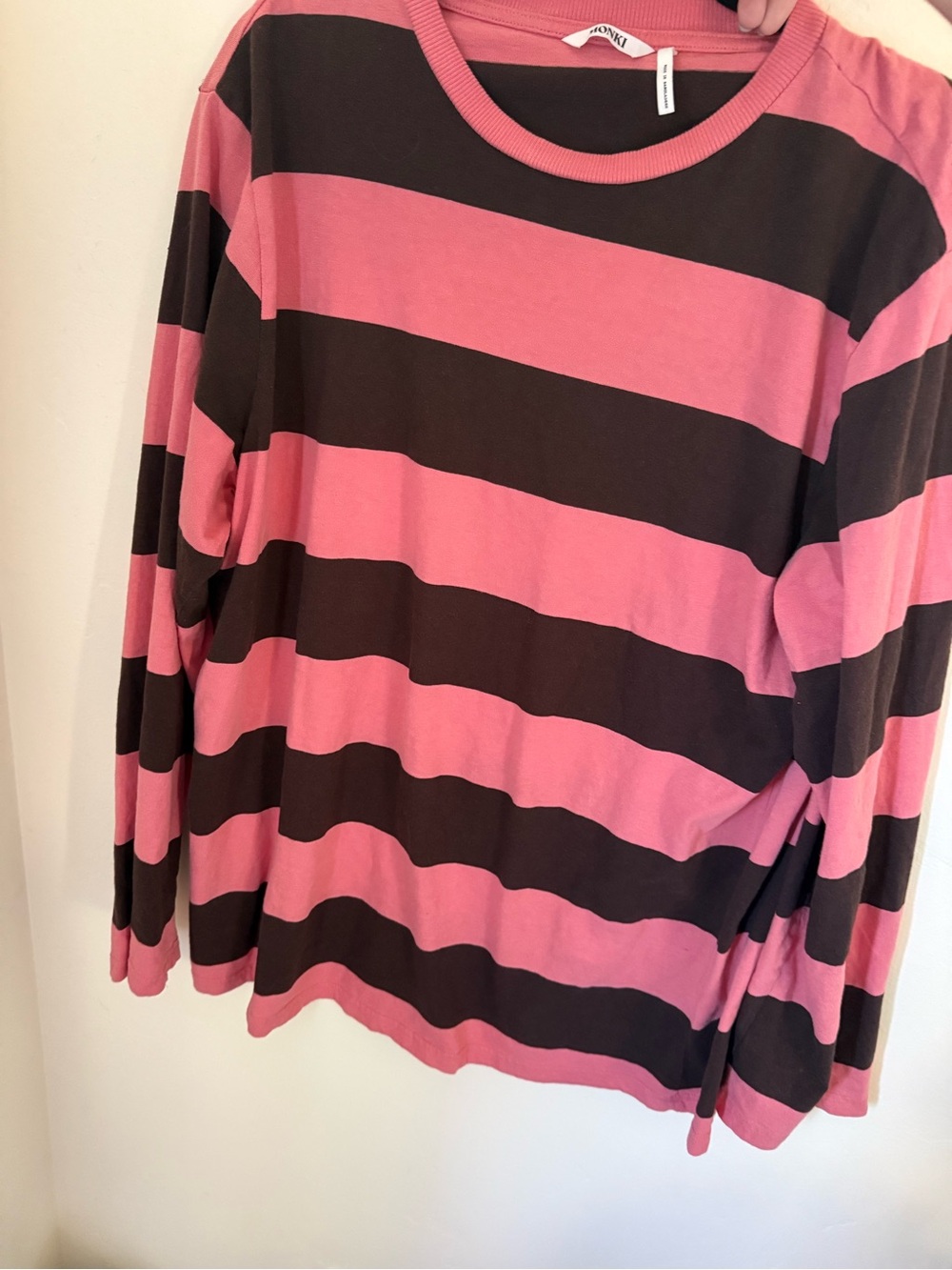 Striped Pink and Brown Long Sleeve Tee